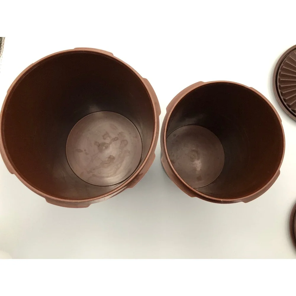 Vintage 70s Tupperware Servalier Brown Canisters COFFEE Starburst 809-14 & 811-3